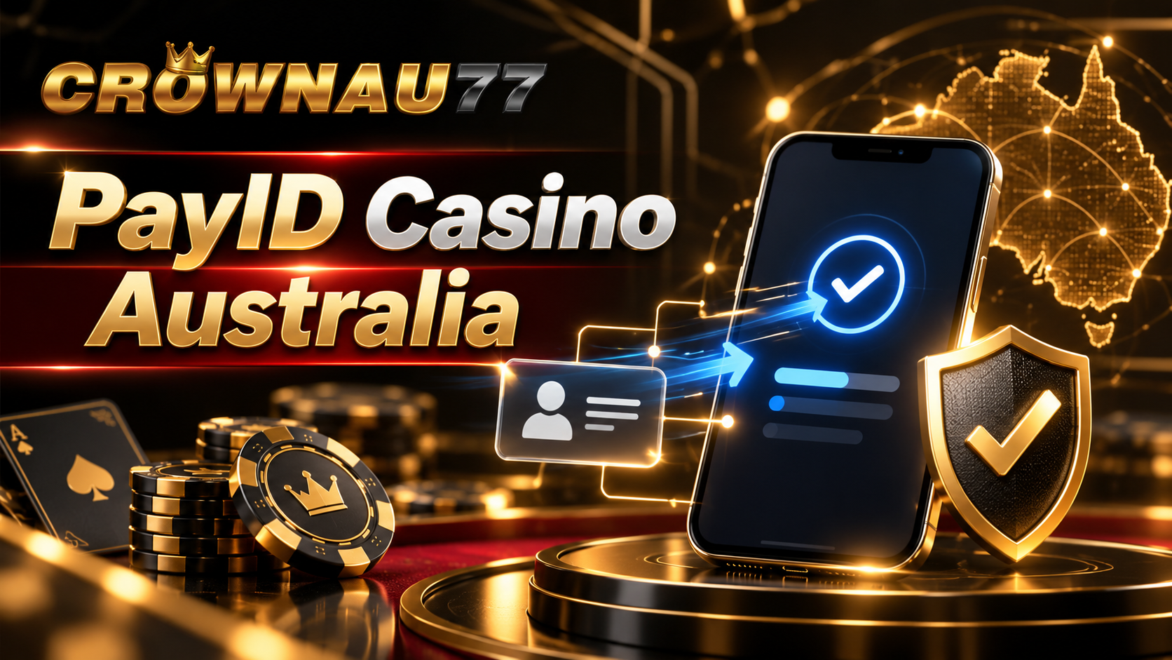 PayID casino Australia deposit confirmed on a mobile banking app with a security shield